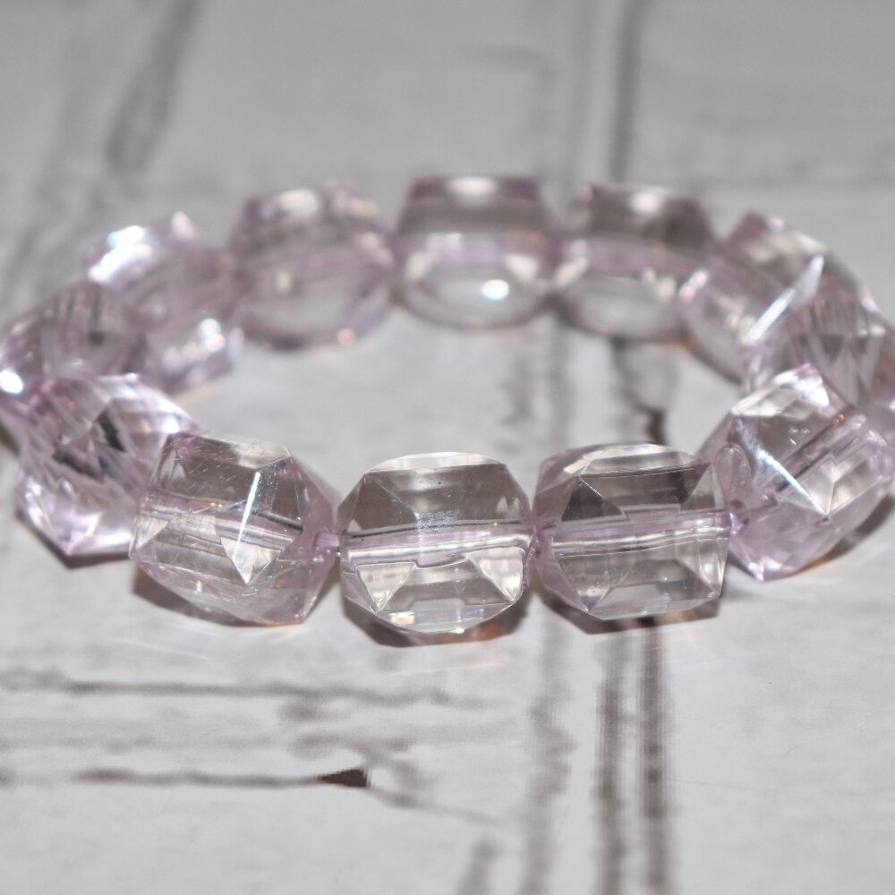🍇💜 Chunky Purple Beaded Bracelet · 8" Stretch Fit
